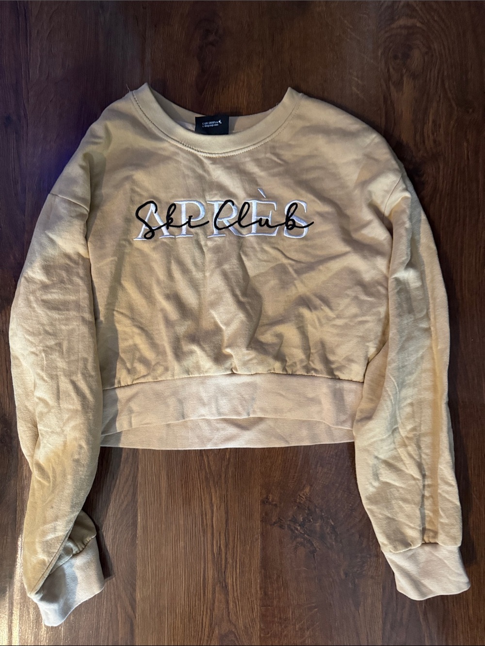 Chemistry Yellow Cropped Sweatshirt with Embroidered Script